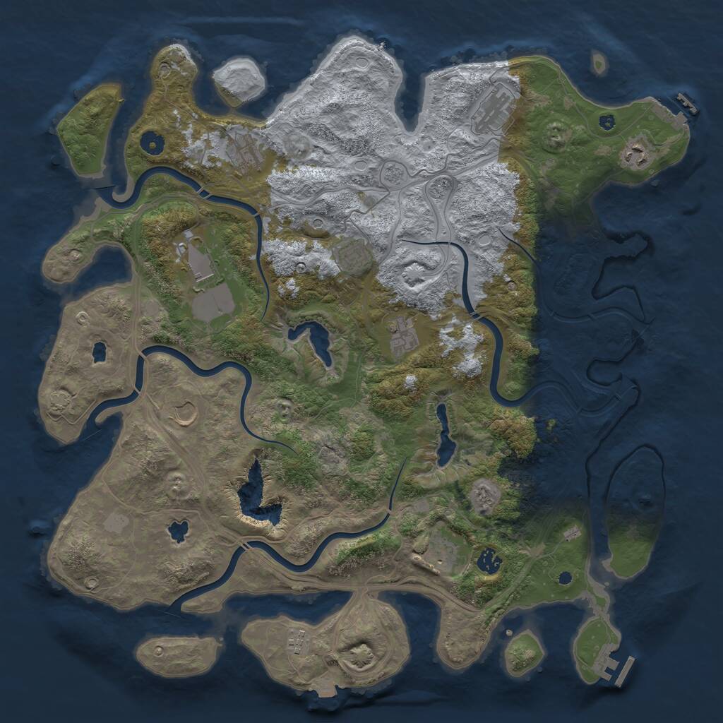 Rust Map: Procedural Map, Size: 4500, Seed: 2111687425, 16 Monuments