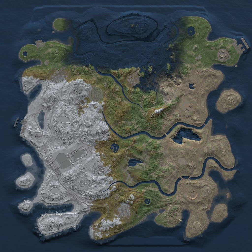 Rust Map: Procedural Map, Size: 4250, Seed: 309916085, 17 Monuments