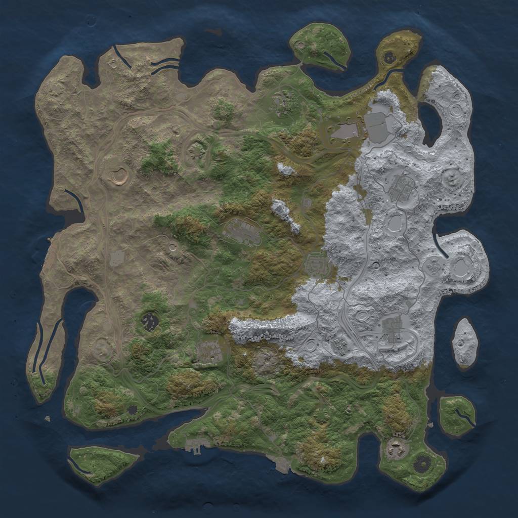 Rust Map: Procedural Map, Size: 4500, Seed: 838449792, 19 Monuments