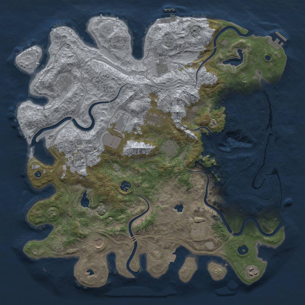 Rust Map: Procedural Map, Size: 4500, Seed: 703578995, 17 Monuments