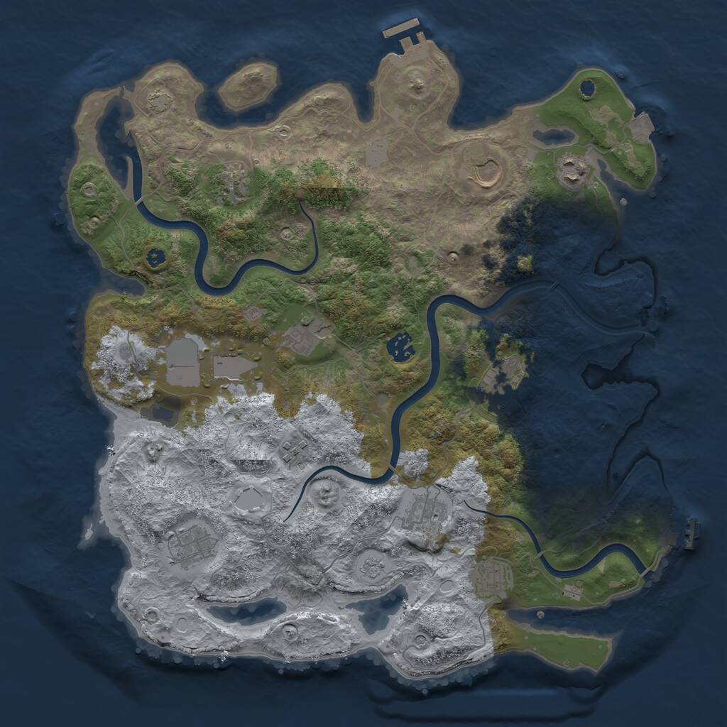 Rust Map: Procedural Map, Size: 3900, Seed: 745420416, 17 Monuments