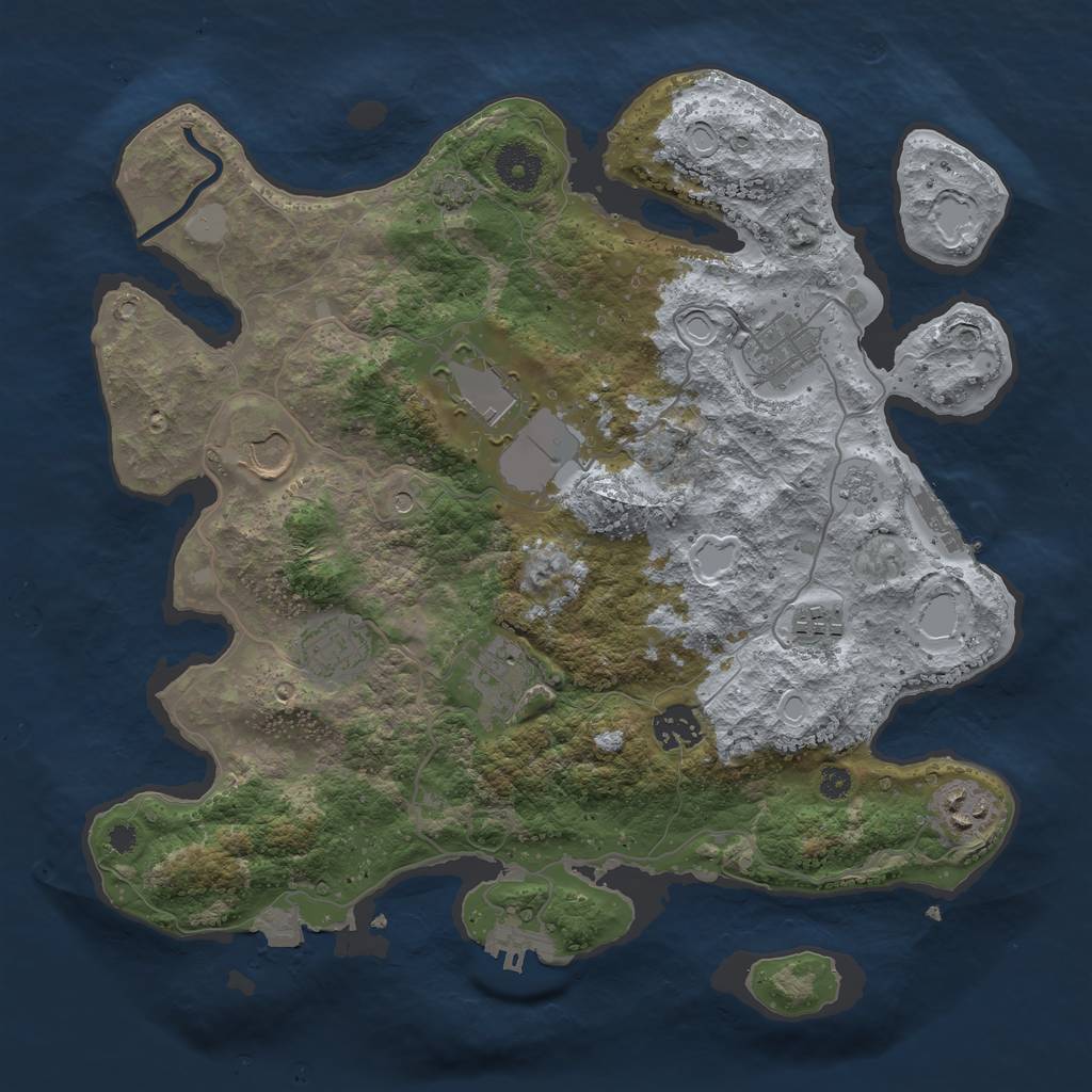 Rust Map: Procedural Map, Size: 3500, Seed: 134920419, 16 Monuments