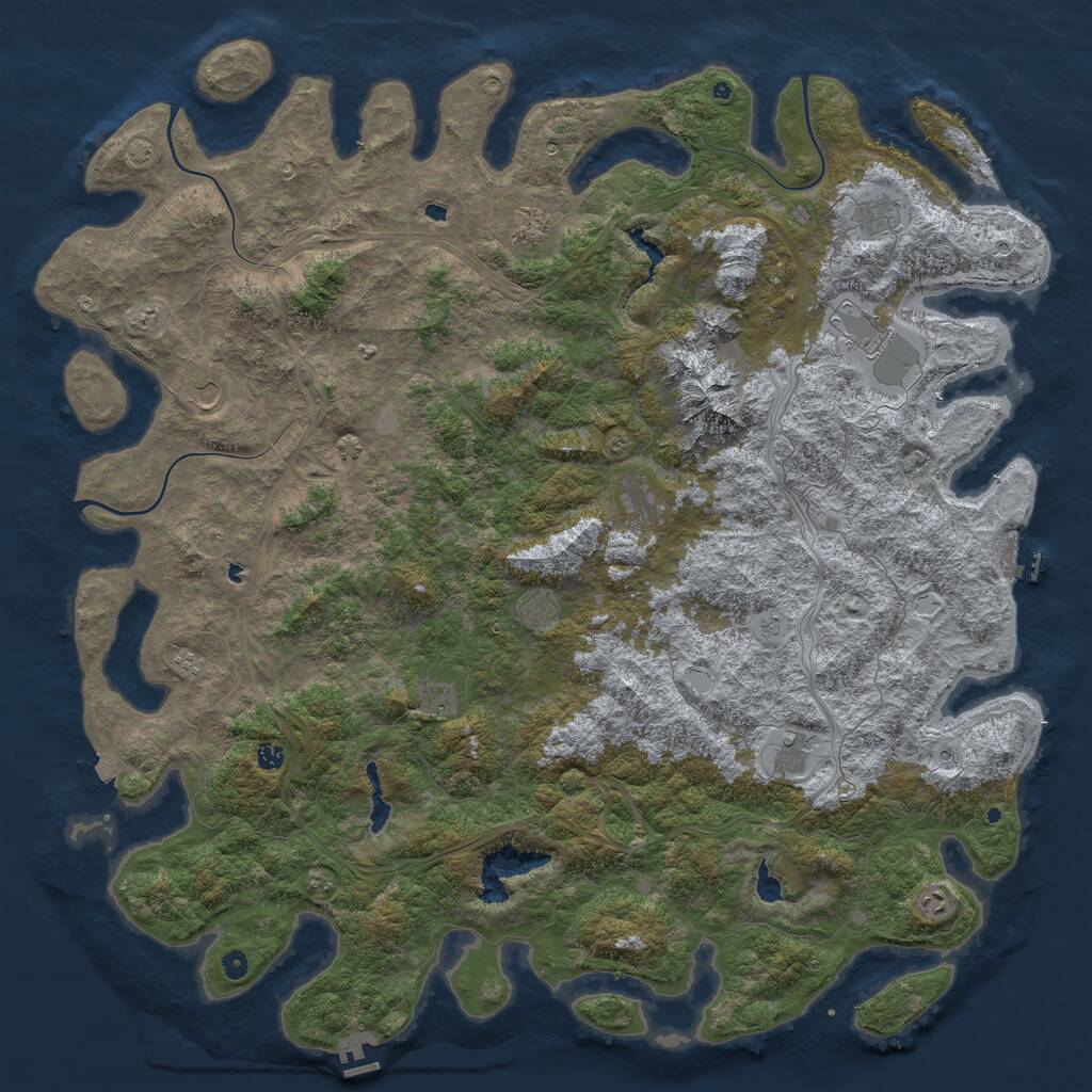 Rust Map: Procedural Map, Size: 6000, Seed: 1008671525, 17 Monuments