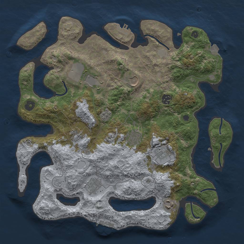 Rust Map: Procedural Map, Size: 3600, Seed: 1382376065, 17 Monuments