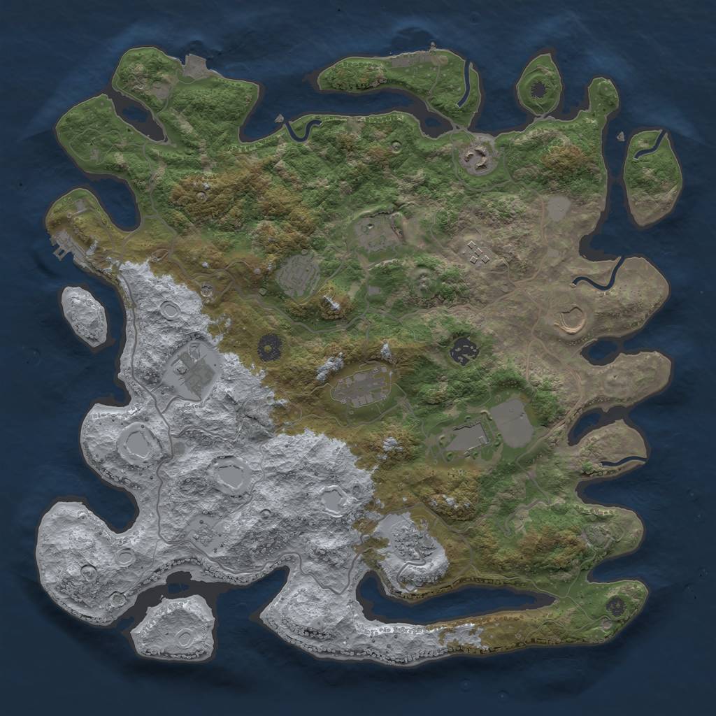 Rust Map: Procedural Map, Size: 4000, Seed: 1257624004, 18 Monuments