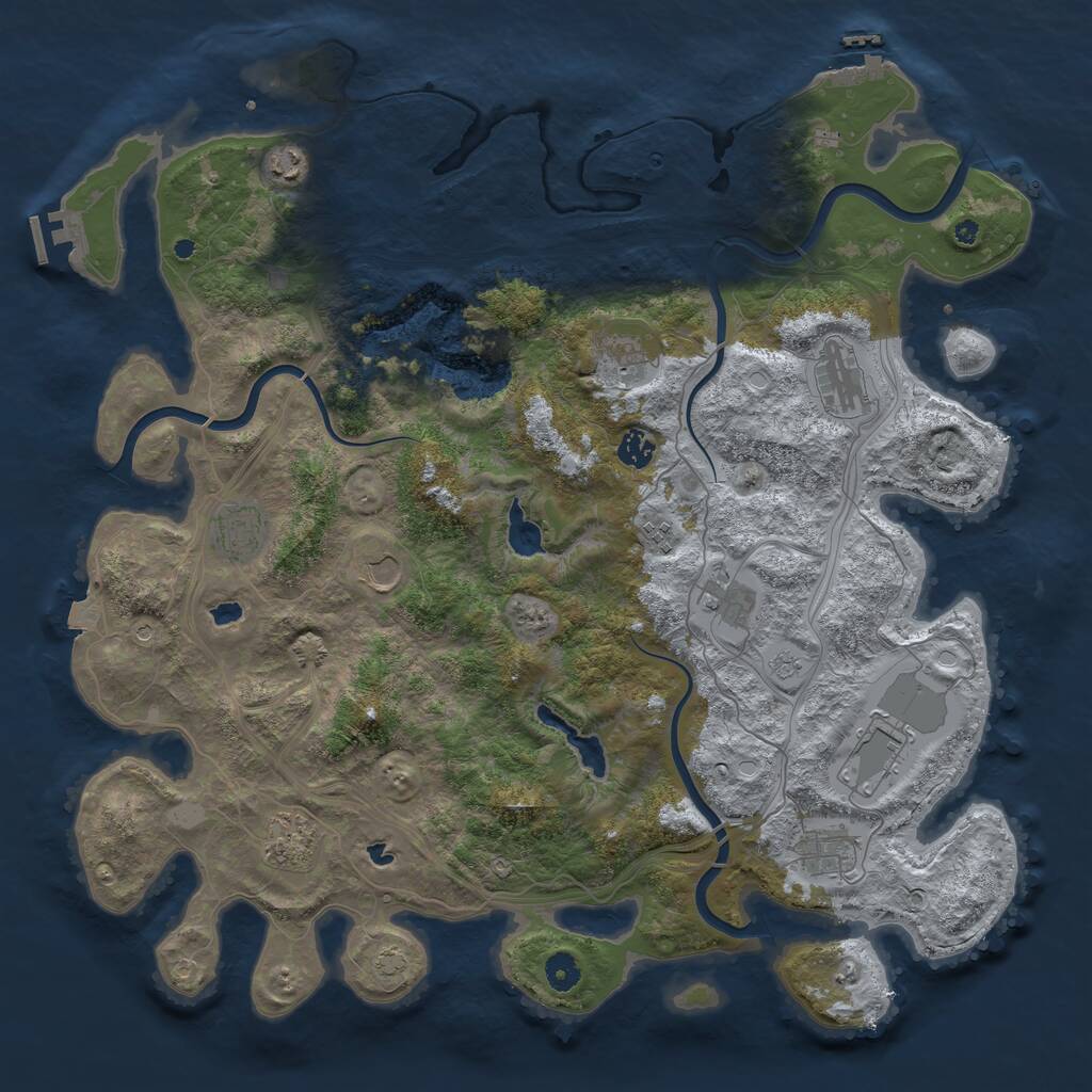 Rust Map: Procedural Map, Size: 4500, Seed: 389941660, 17 Monuments