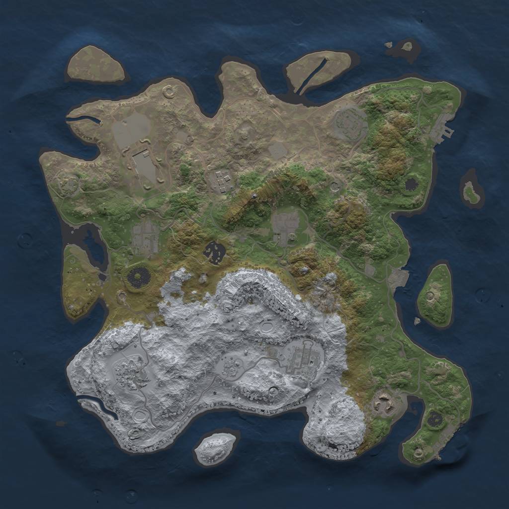 Rust Map: Procedural Map, Size: 3500, Seed: 2025514549, 17 Monuments