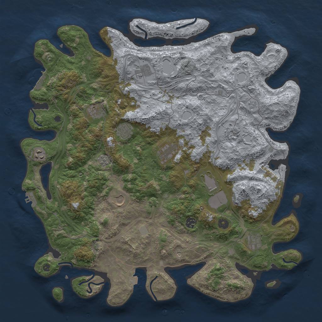 Rust Map: Procedural Map, Size: 4500, Seed: 1316889222, 19 Monuments