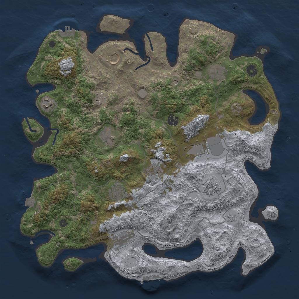 Rust Map: Procedural Map, Size: 4000, Seed: 1455290149, 19 Monuments