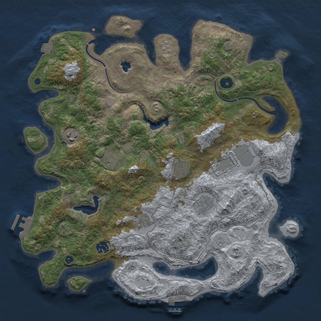Rust Map: Procedural Map, Size: 4000, Seed: 1455290149, 14 Monuments