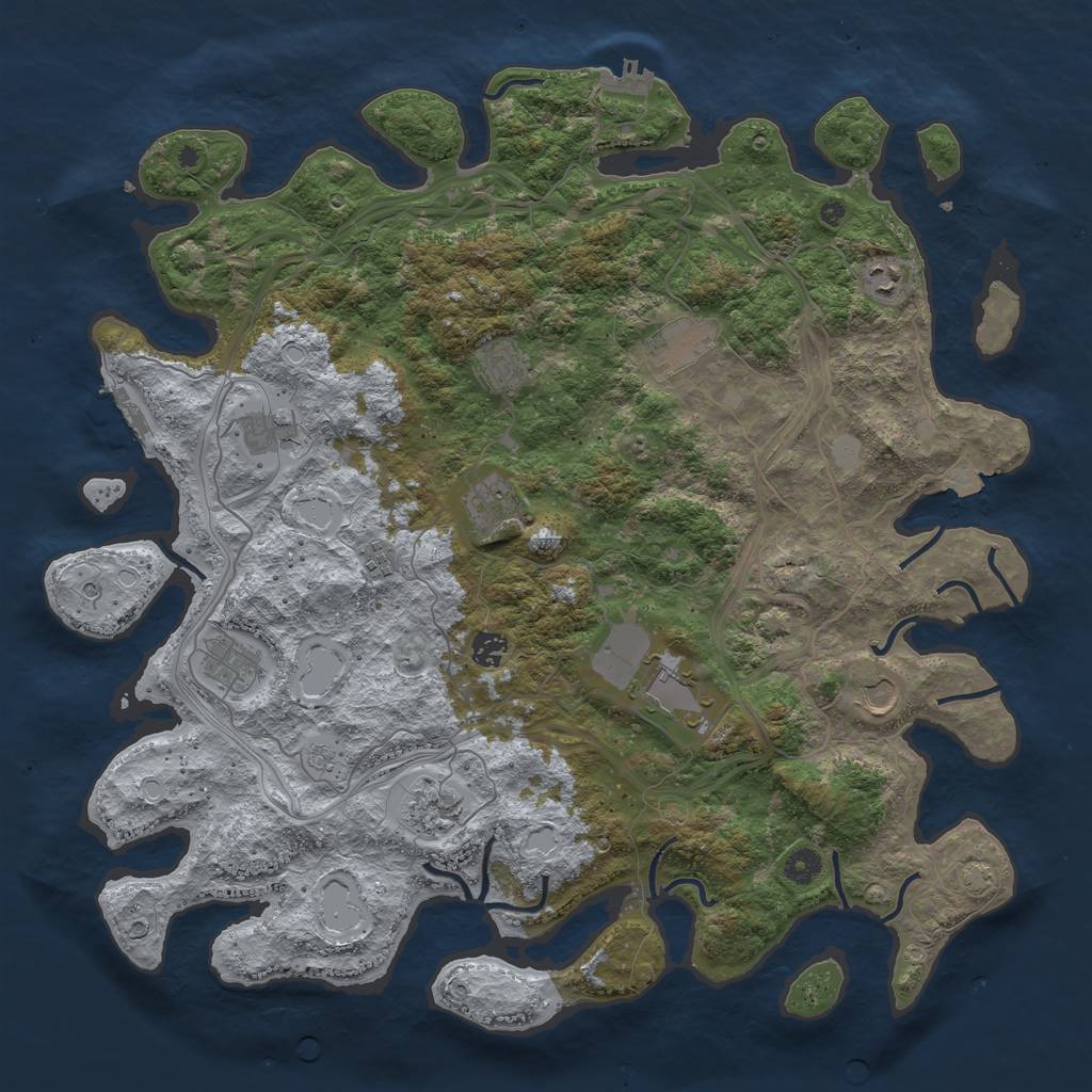 Rust Map: Procedural Map, Size: 4500, Seed: 7109235, 19 Monuments