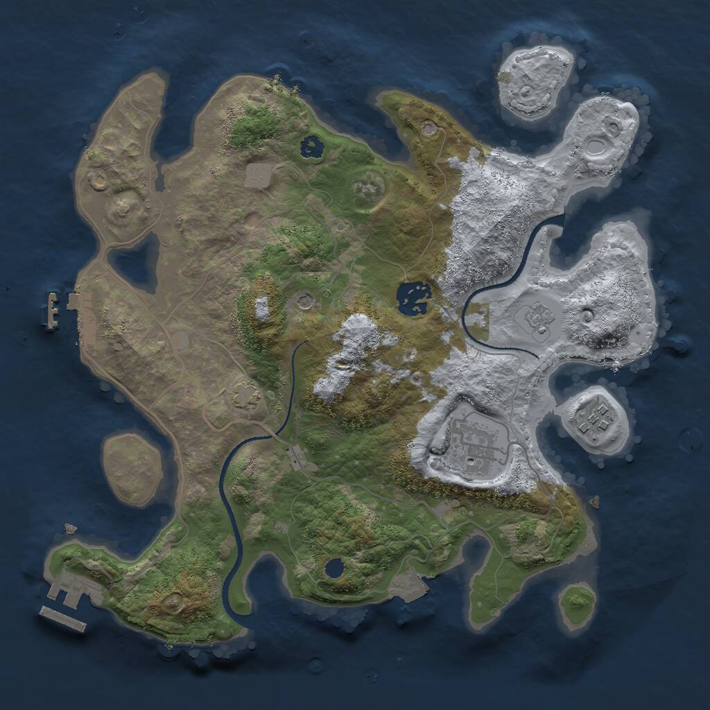 Rust Map: Procedural Map, Size: 3000, Seed: 12322, 9 Monuments