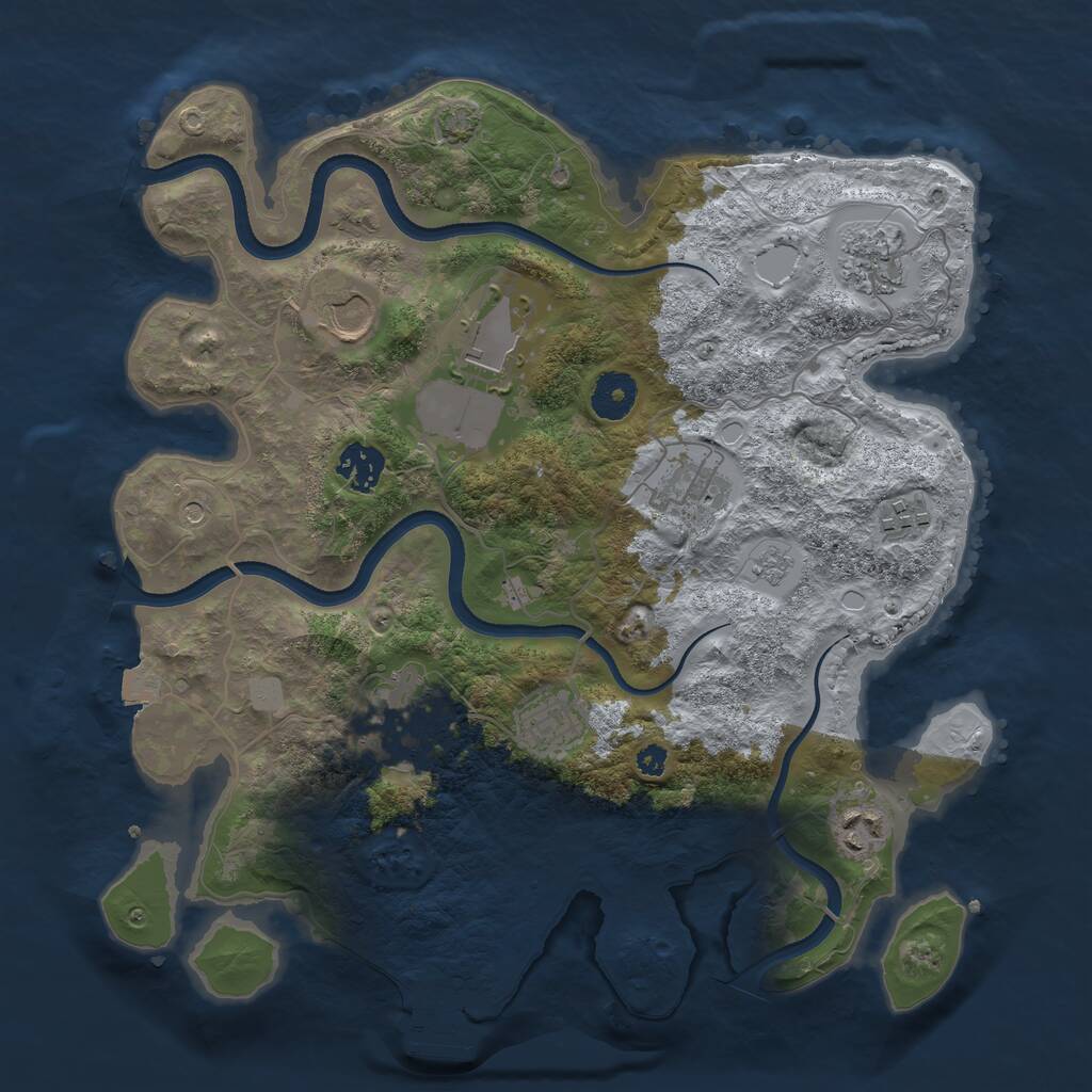 Rust Map: Procedural Map, Size: 3500, Seed: 63801021, 14 Monuments