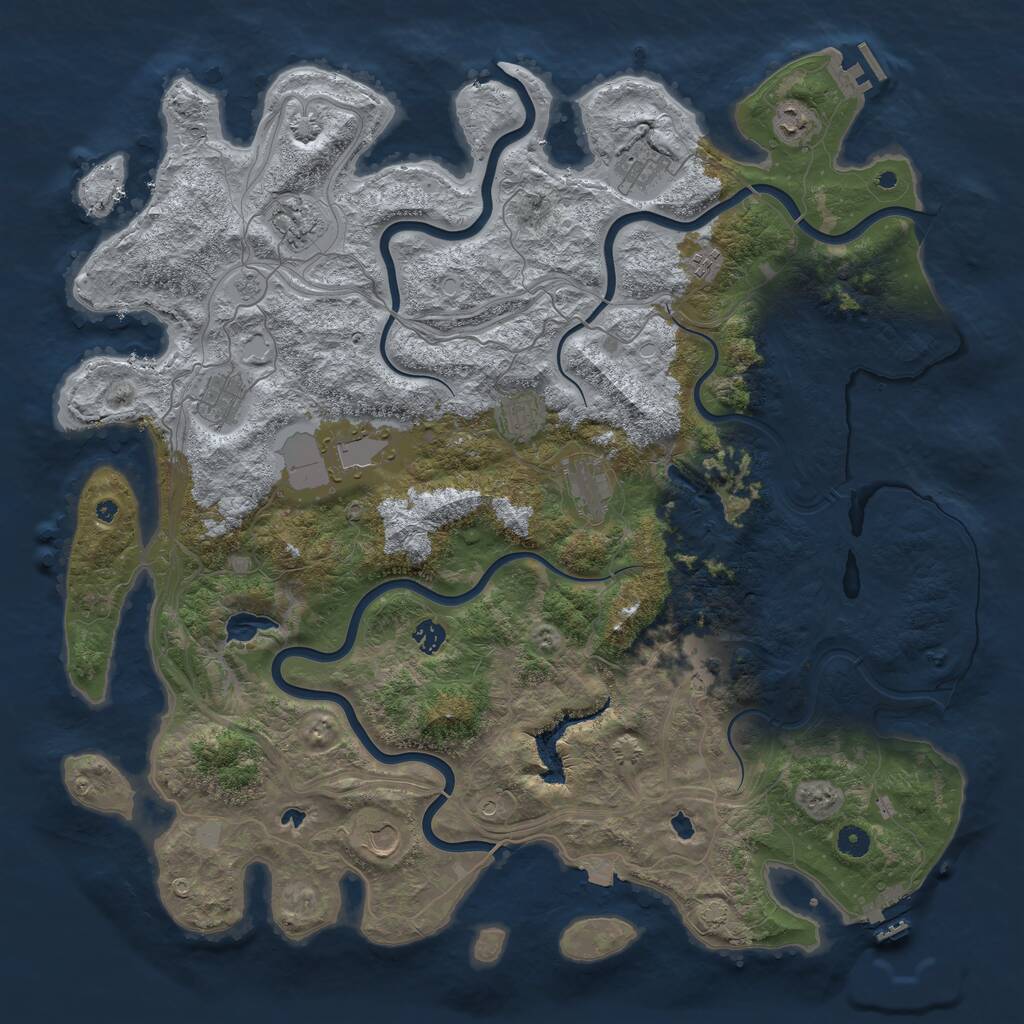 Rust Map: Procedural Map, Size: 4800, Seed: 647305850, 17 Monuments