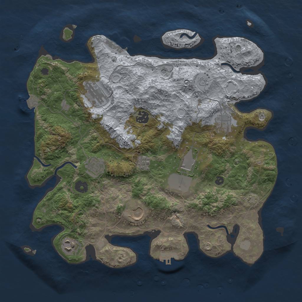 Rust Map: Procedural Map, Size: 3500, Seed: 704639046, 16 Monuments