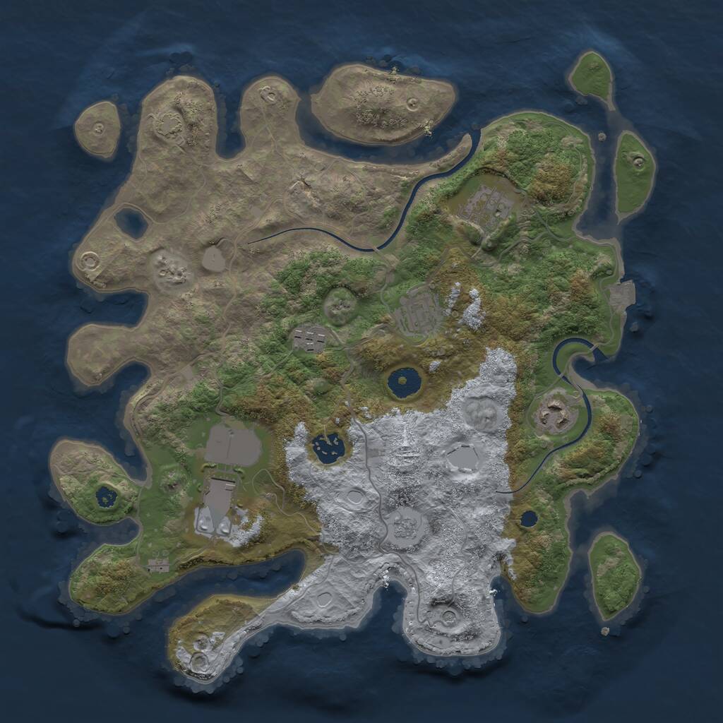 Rust Map: Procedural Map, Size: 3500, Seed: 406540038, 10 Monuments