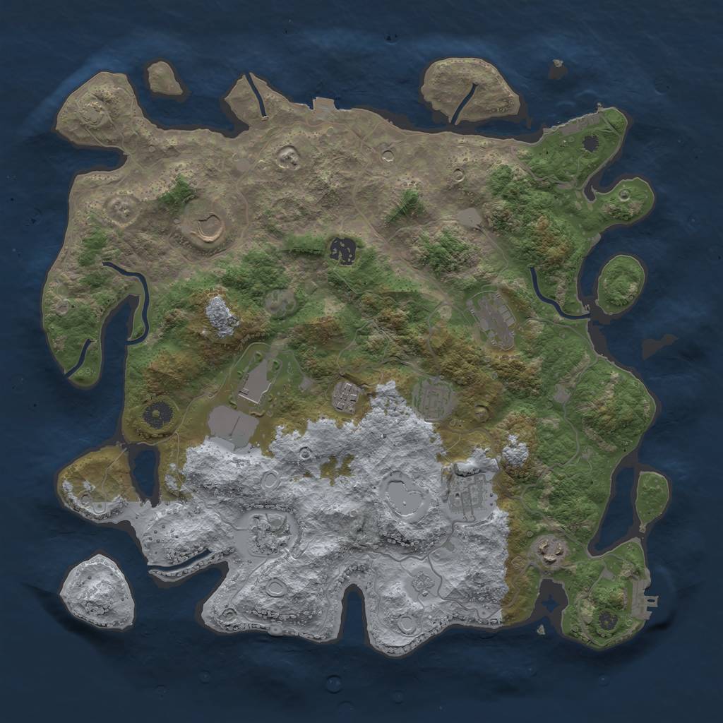 Rust Map: Procedural Map, Size: 3950, Seed: 84626097, 17 Monuments