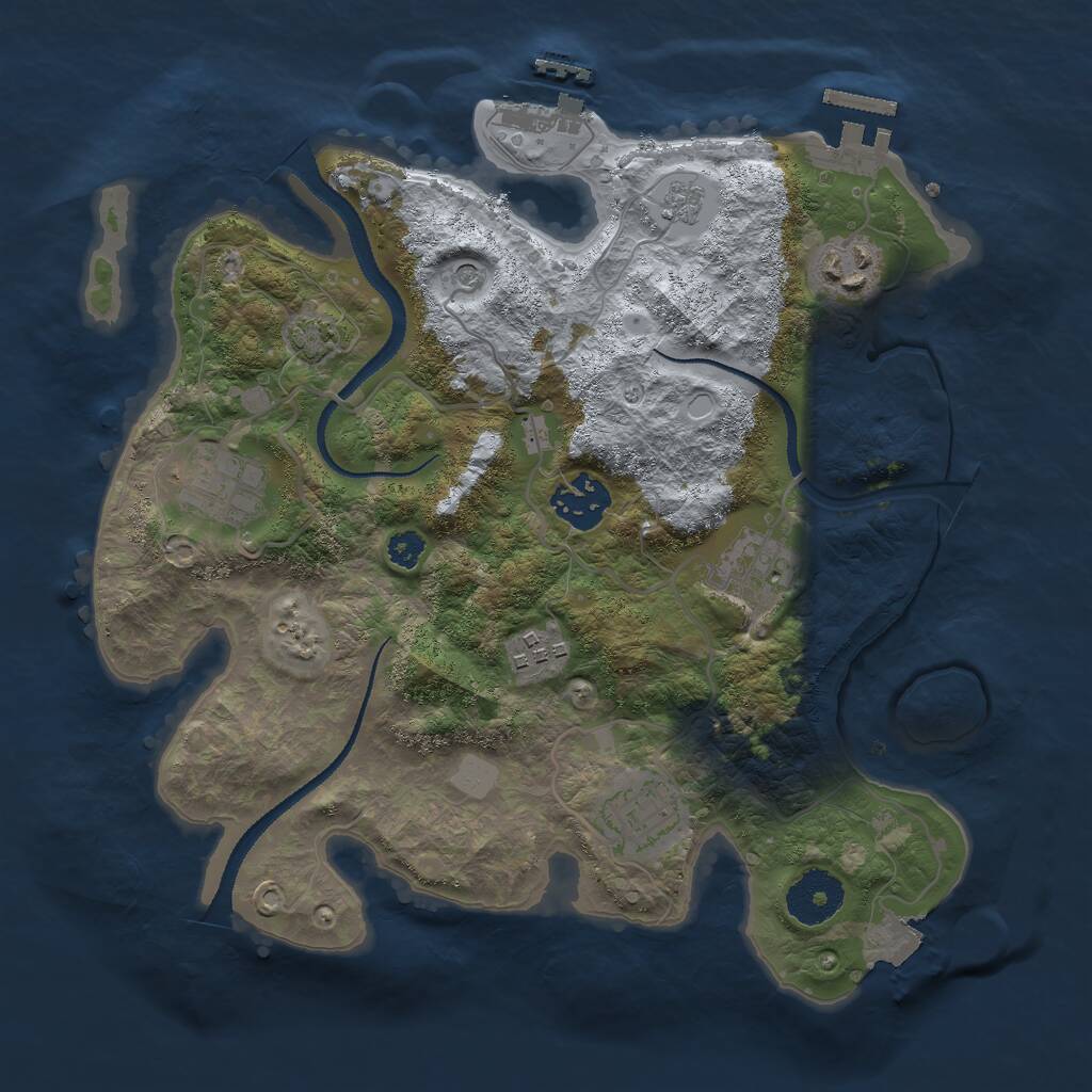 Rust Map: Procedural Map, Size: 3000, Seed: 289698768, 12 Monuments