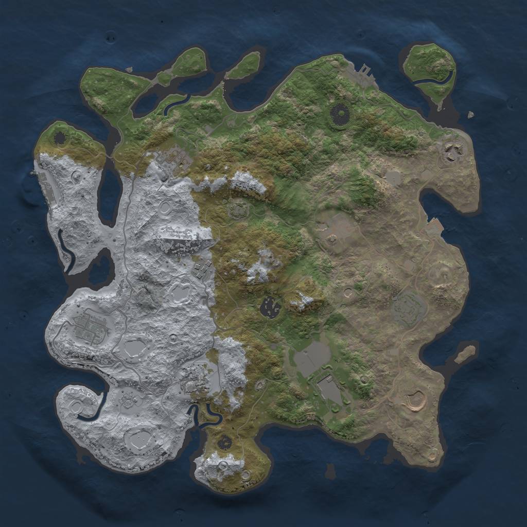 Rust Map: Procedural Map, Size: 3800, Seed: 1569222739, 18 Monuments