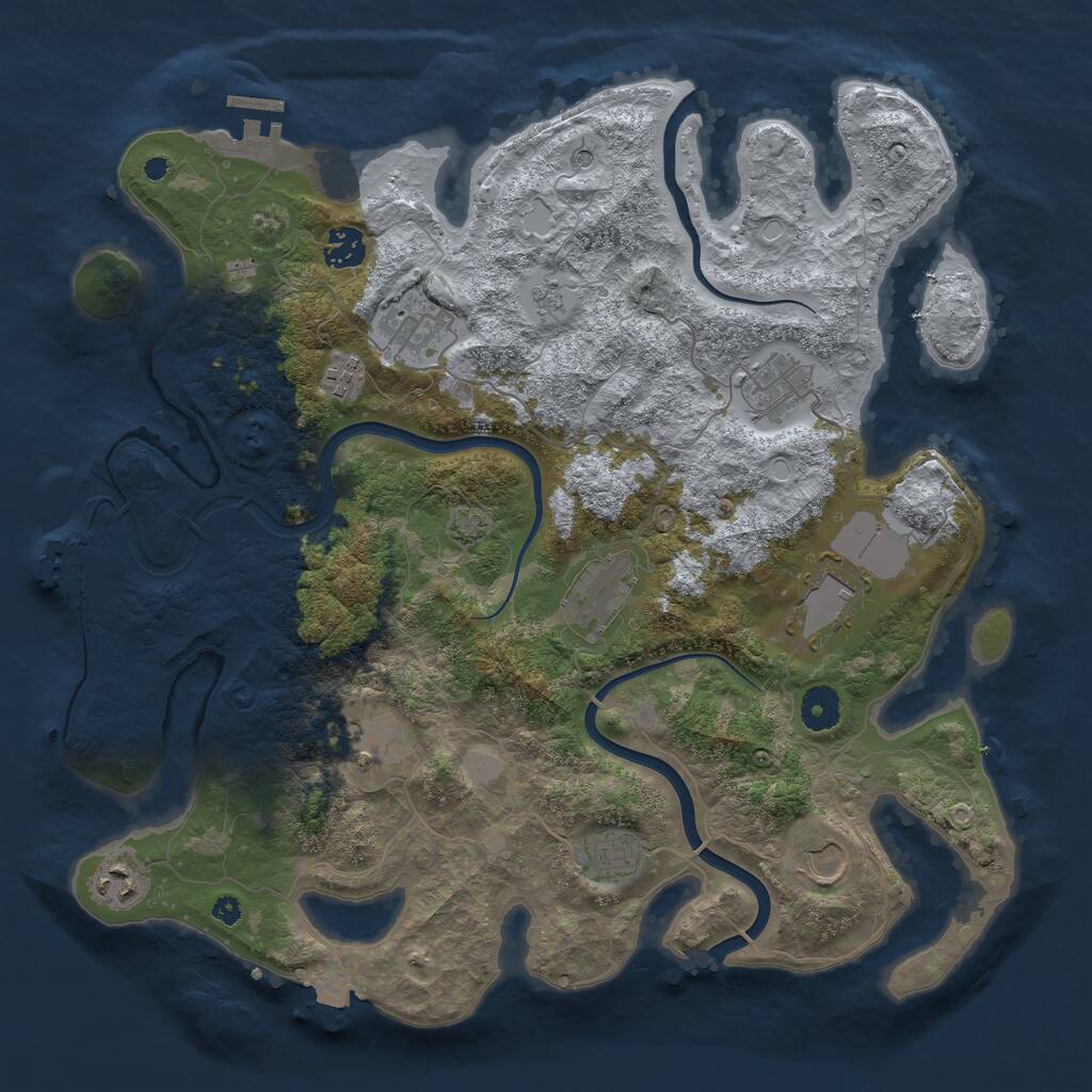 Rust Map: Procedural Map, Size: 3850, Seed: 1106863188, 16 Monuments