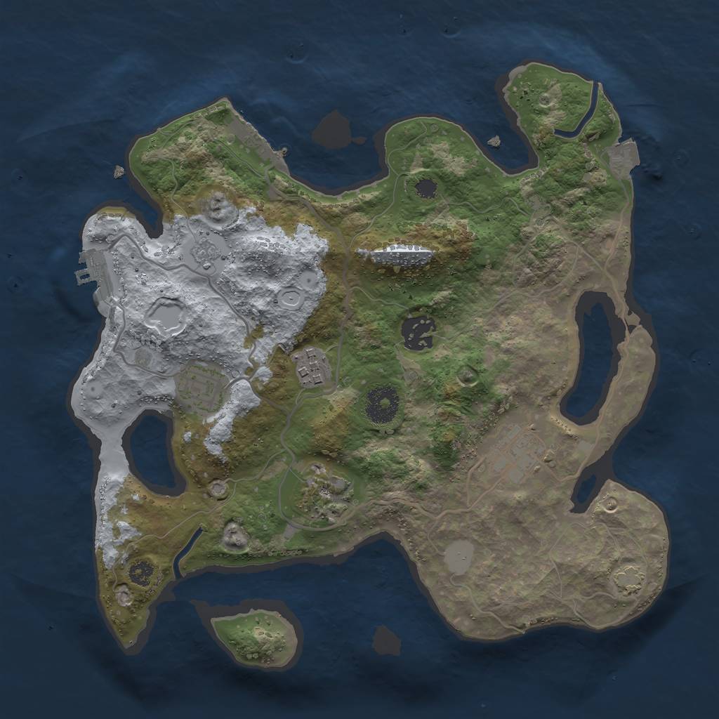 Rust Map: Procedural Map, Size: 3000, Seed: 2139904115, 12 Monuments