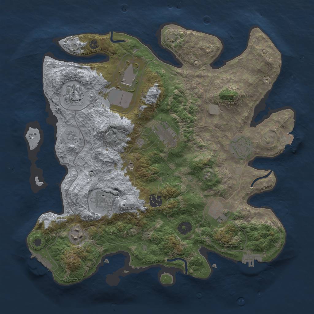 Rust Map: Procedural Map, Size: 3500, Seed: 571372886, 16 Monuments