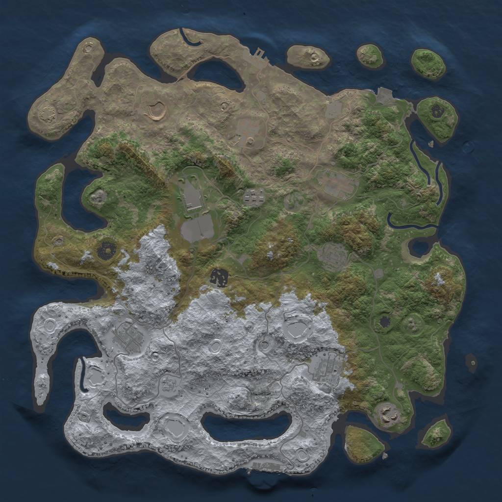 Rust Map: Procedural Map, Size: 3980, Seed: 1382376065, 18 Monuments