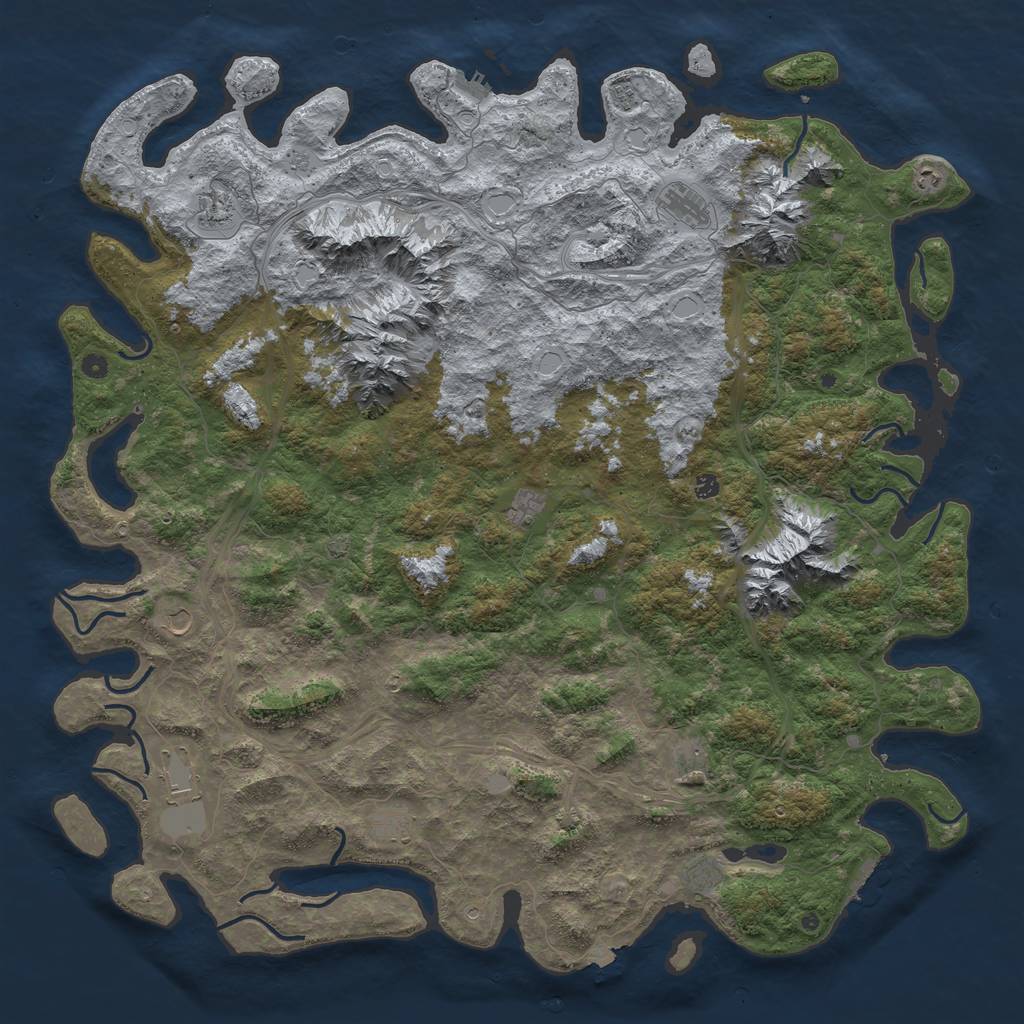 Rust Map: Procedural Map, Size: 6000, Seed: 495872213, 19 Monuments