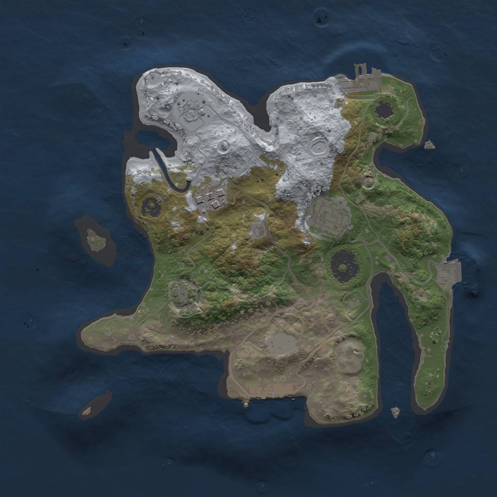 Rust Map: Procedural Map, Size: 2500, Seed: 654423638, 9 Monuments