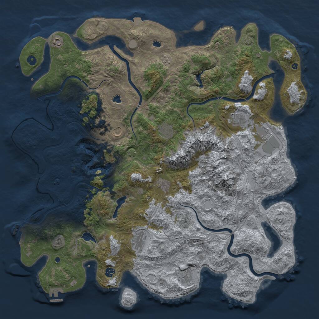 Rust Map: Procedural Map, Size: 5000, Seed: 5264, 17 Monuments