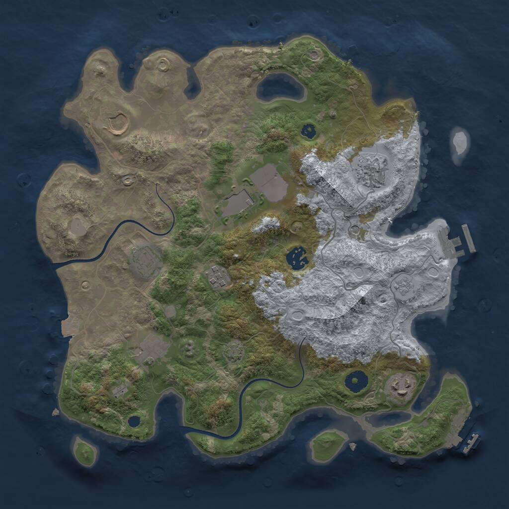 Rust Map: Procedural Map, Size: 3500, Seed: 1678362559, 14 Monuments