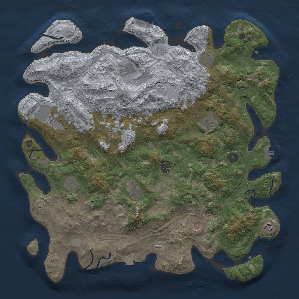 Rust Map: Procedural Map, Size: 4500, Seed: 803861470, 19 Monuments