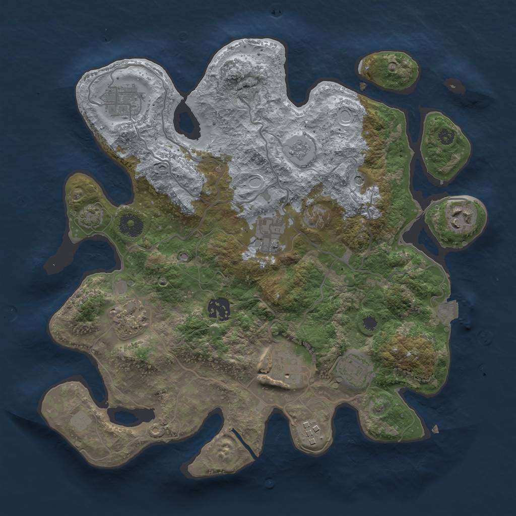 Rust Map: Procedural Map, Size: 3250, Seed: 36619686, 14 Monuments