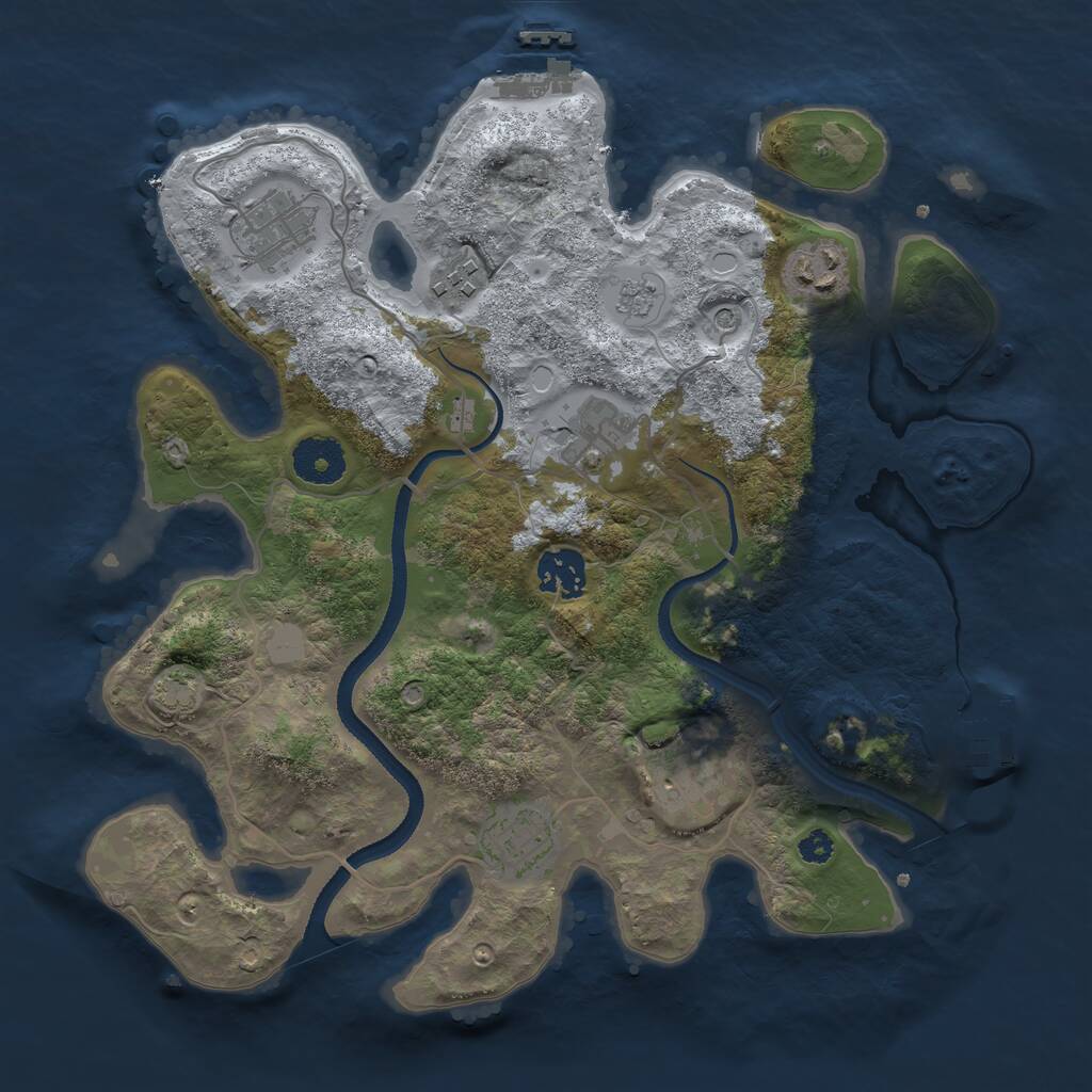 Rust Map: Procedural Map, Size: 3250, Seed: 36619686, 13 Monuments