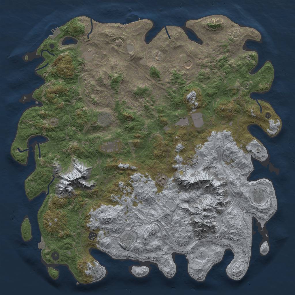 Rust Map: Procedural Map, Size: 5200, Seed: 1343933922, 19 Monuments