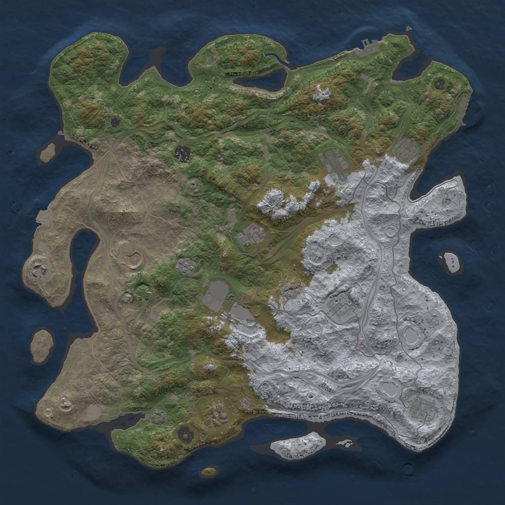 Rust Map: Procedural Map, Size: 4500, Seed: 1382513492, 19 Monuments
