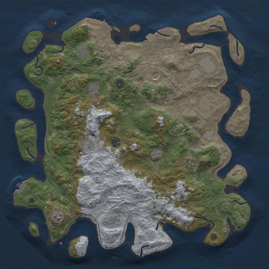 Rust Map: Procedural Map, Size: 4500, Seed: 279082261, 19 Monuments