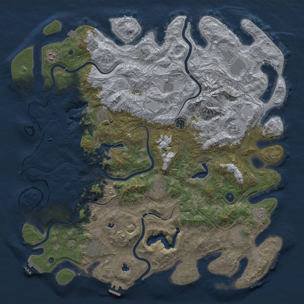 Rust Map: Procedural Map, Size: 5145, Seed: 13825, 16 Monuments
