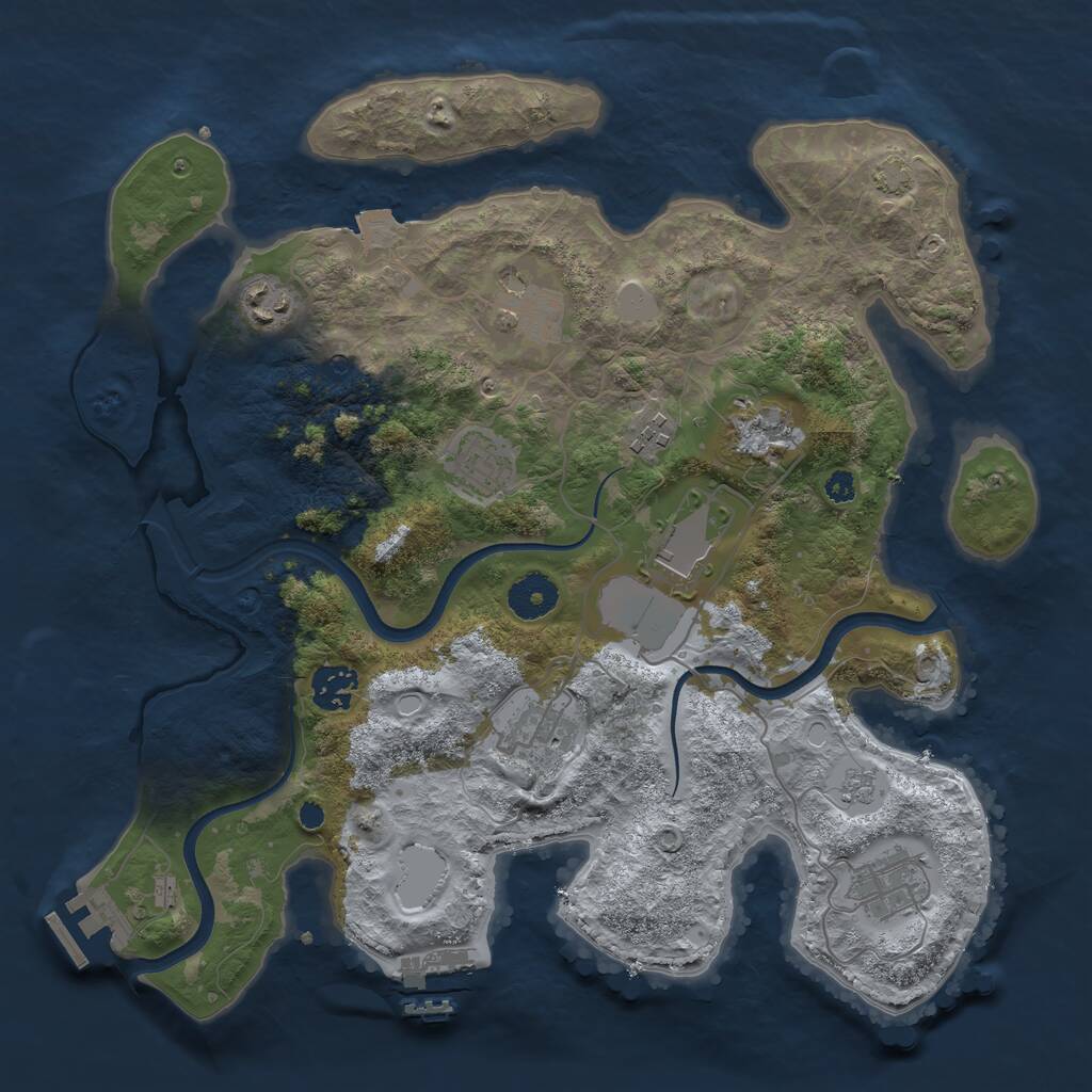 Rust Map: Procedural Map, Size: 3500, Seed: 1323999957, 15 Monuments