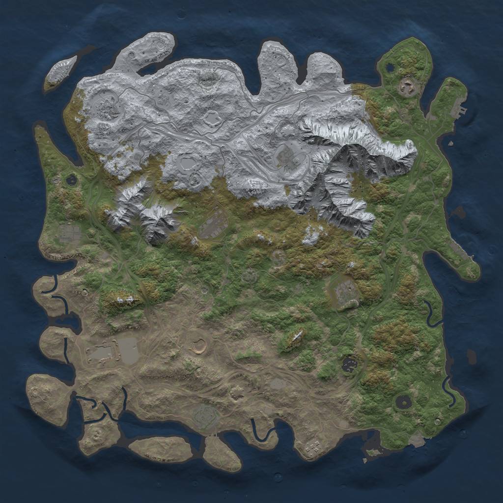 Rust Map: Procedural Map, Size: 5000, Seed: 88585851, 19 Monuments