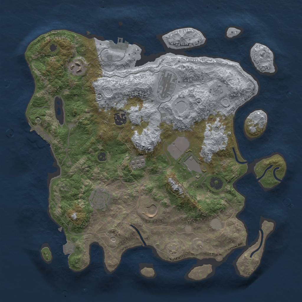 Rust Map: Procedural Map, Size: 3500, Seed: 1059063429, 15 Monuments