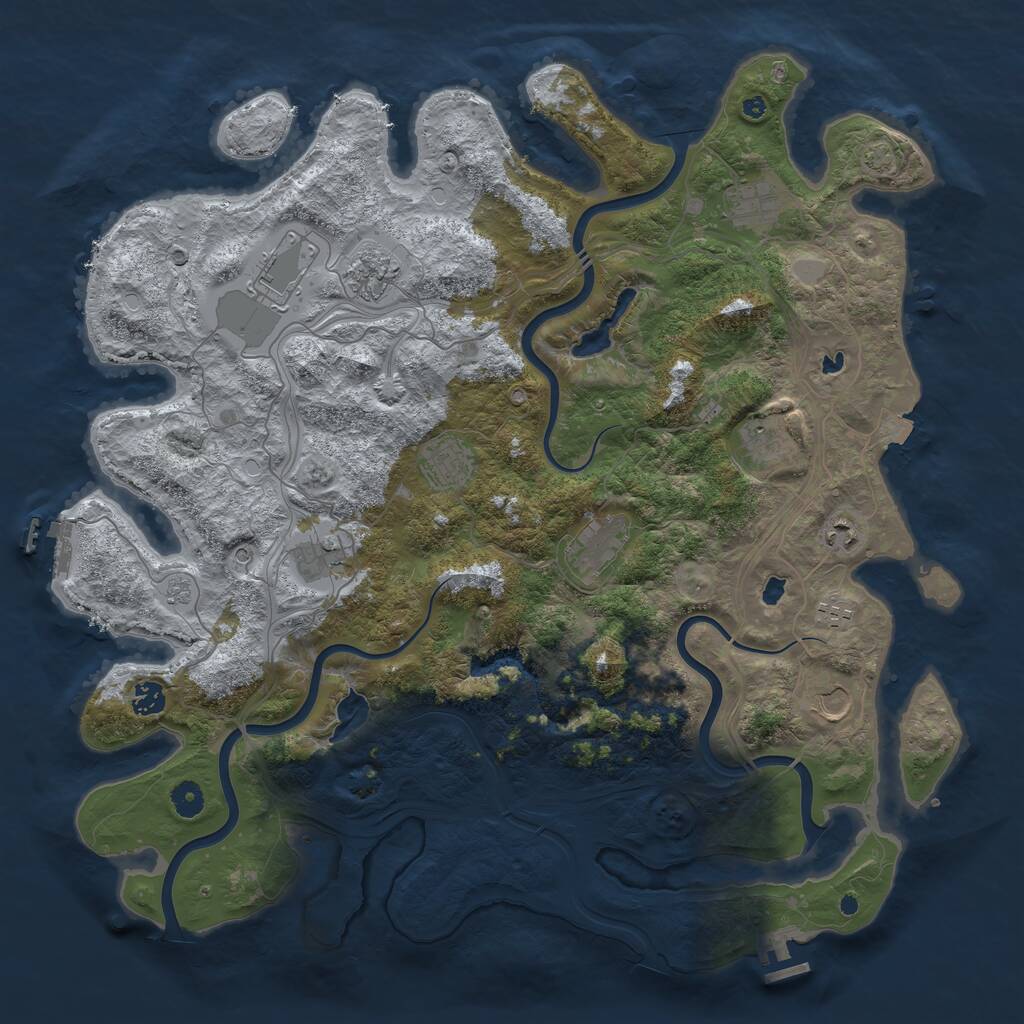Rust Map: Procedural Map, Size: 4500, Seed: 1507917474, 17 Monuments