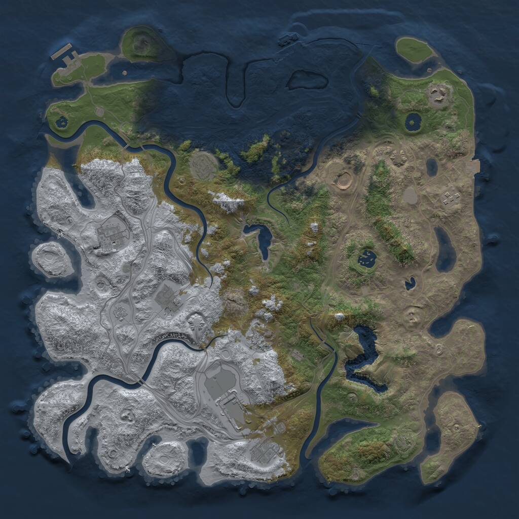 Rust Map: Procedural Map, Size: 4444, Seed: 20021, 16 Monuments