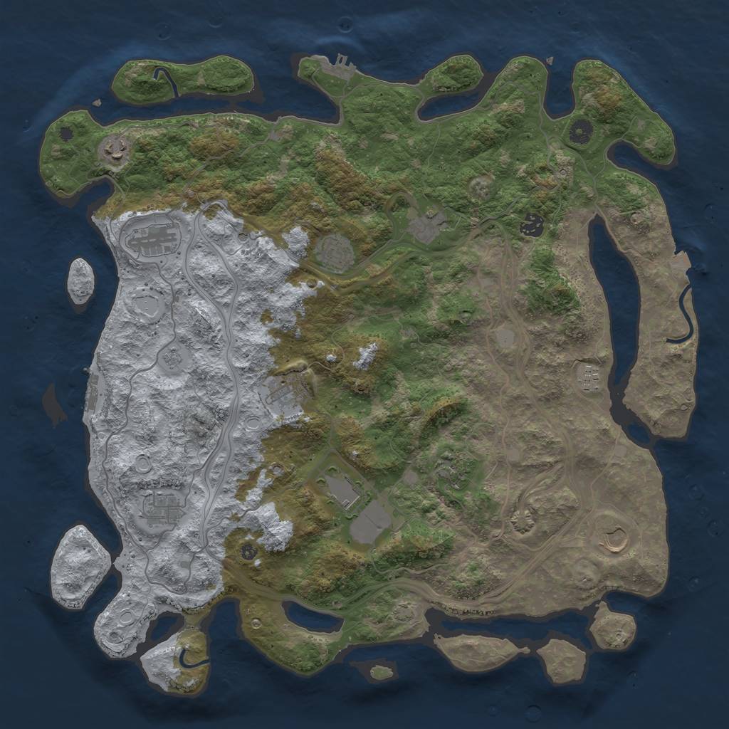 Rust Map: Procedural Map, Size: 4500, Seed: 1368715464, 19 Monuments