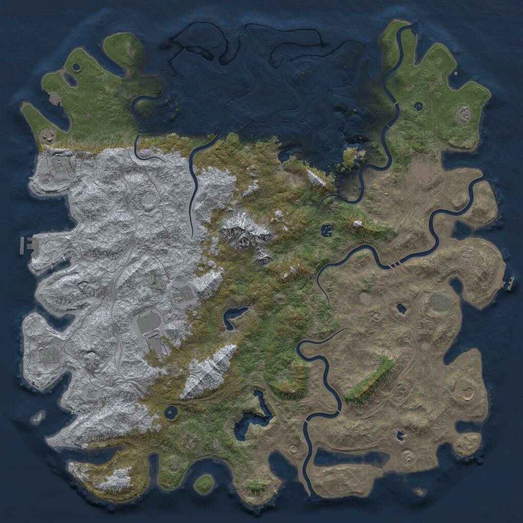 Rust Map: Procedural Map, Size: 6000, Seed: 701544095, 17 Monuments