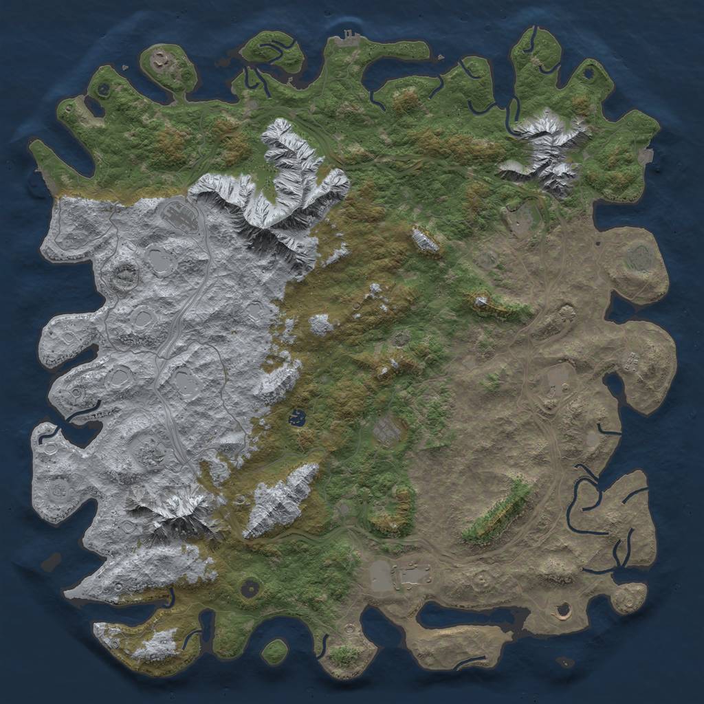 Rust Map: Procedural Map, Size: 6000, Seed: 701544095, 19 Monuments