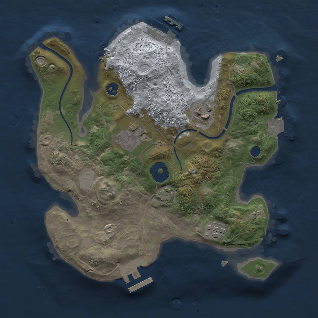 Rust Map: Procedural Map, Size: 2500, Seed: 206123320, 7 Monuments