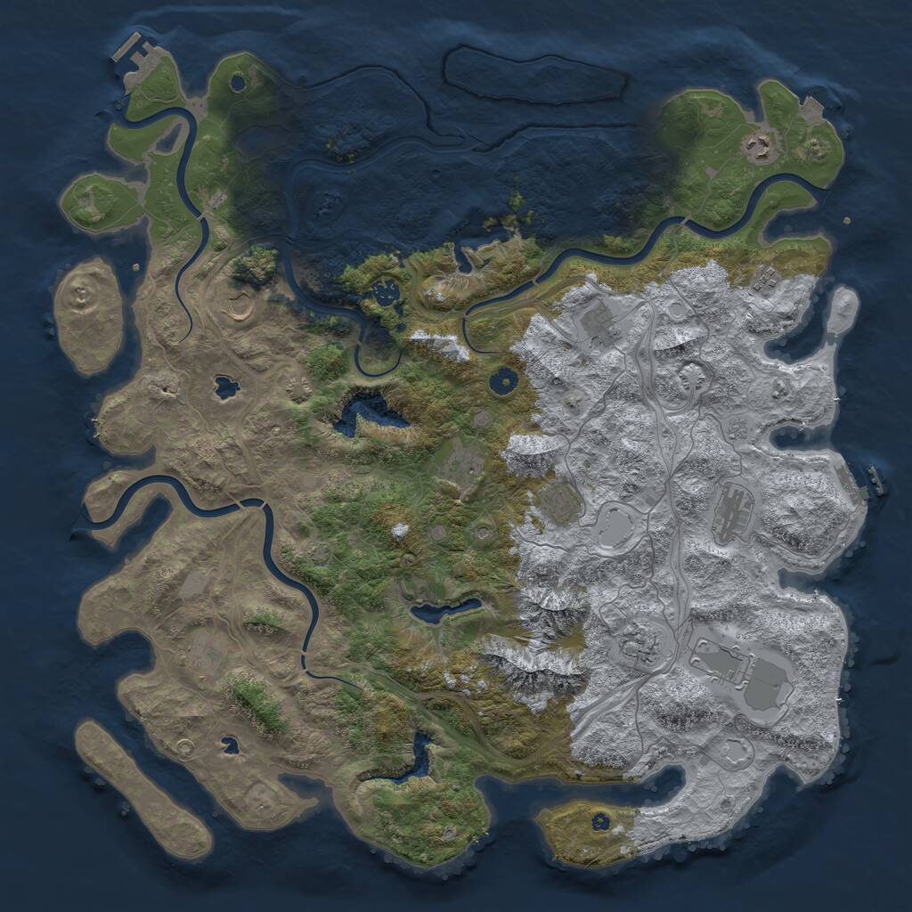 Rust Map: Procedural Map, Size: 5000, Seed: 579760024, 17 Monuments