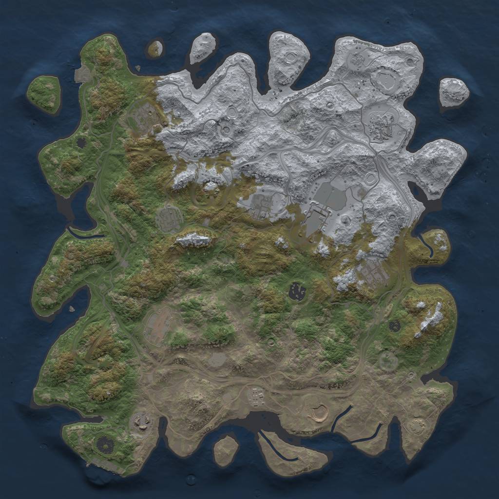 Rust Map: Procedural Map, Size: 4250, Seed: 42896838, 18 Monuments