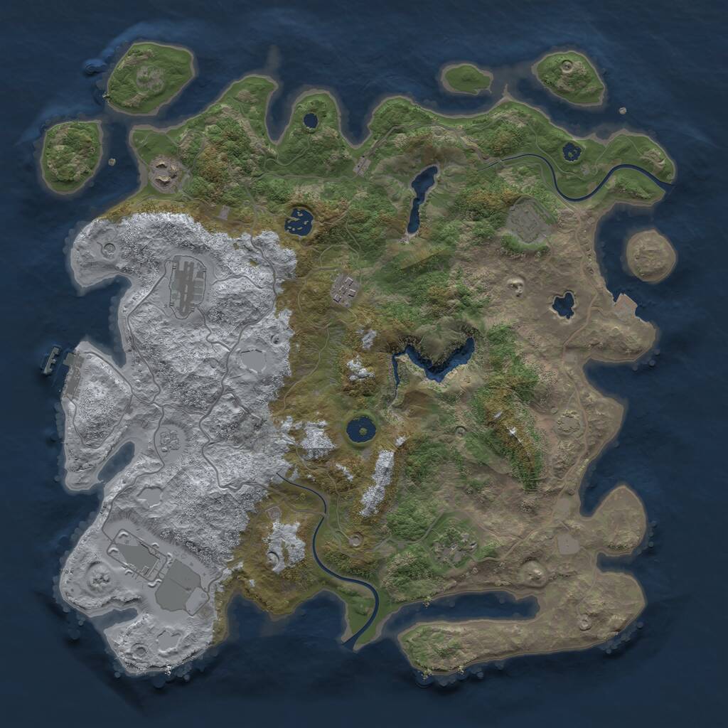 Rust Map: Procedural Map, Size: 4000, Seed: 1829381729, 12 Monuments
